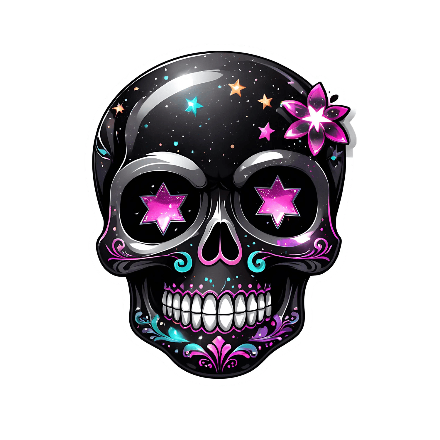 Galactic Sugar Skull - Sticker - Heat Press Transfer