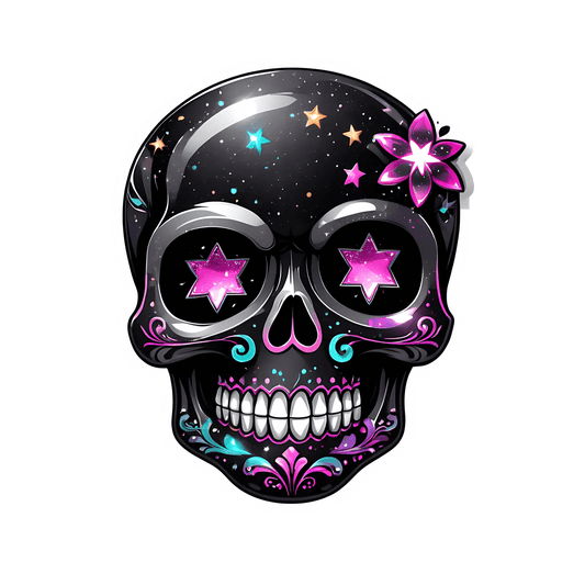 Galactic Sugar Skull - Sticker - Heat Press Transfer