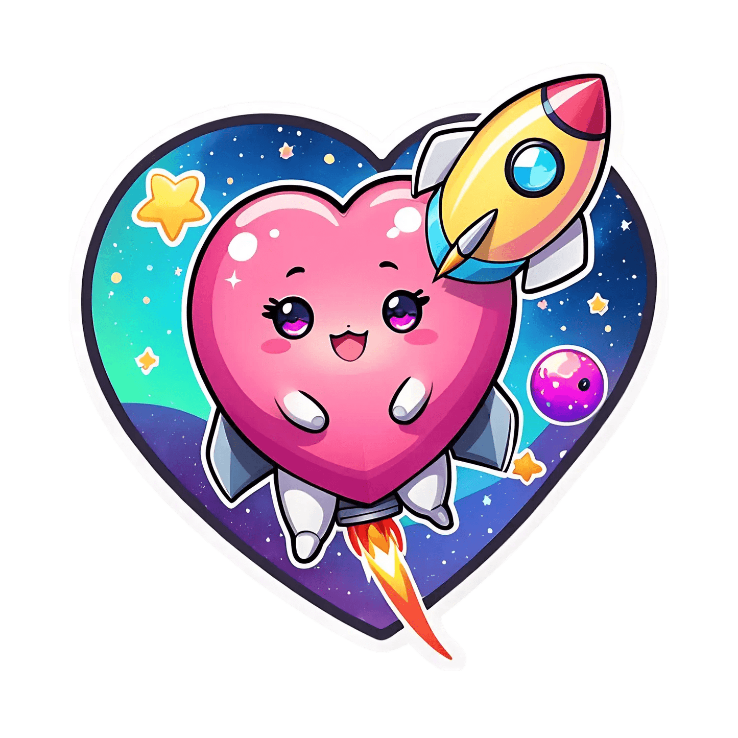 Galaxy Heart Rocket - Sticker - Heat Press Transfer
