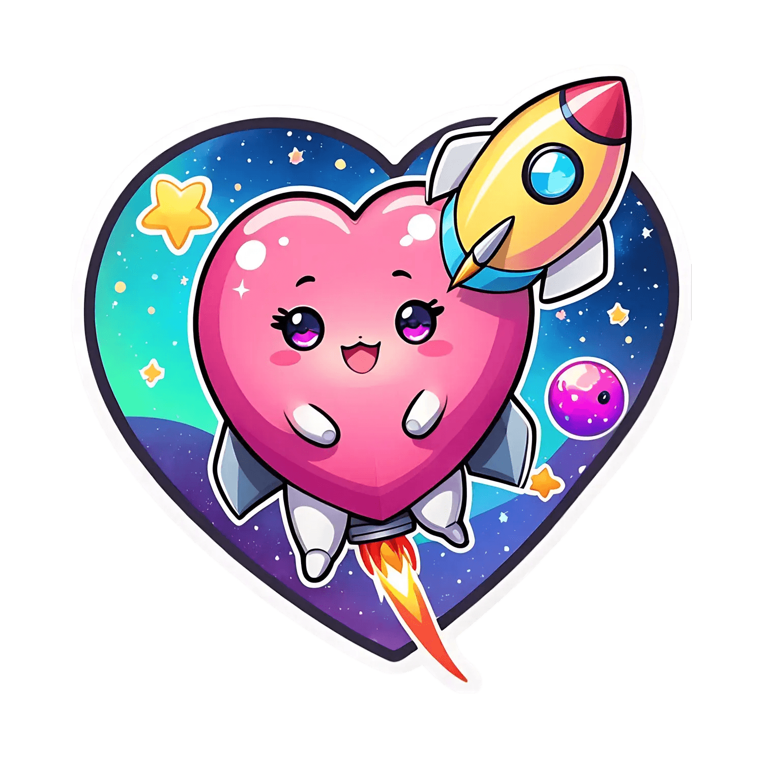 Galaxy Heart Rocket - Sticker - Heat Press Transfer