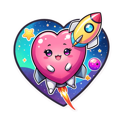 Galaxy Heart Rocket - Sticker - Heat Press Transfer