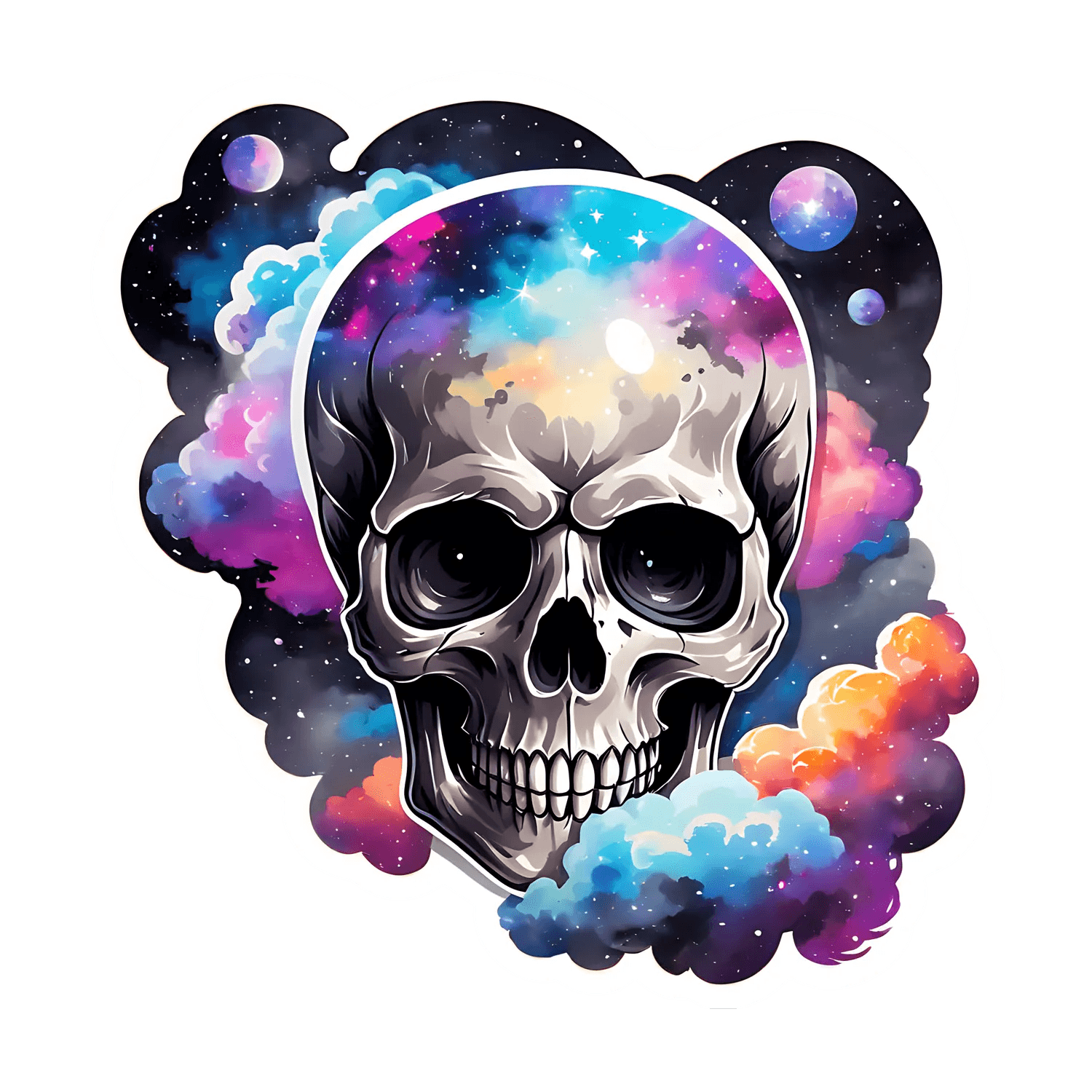 Galaxy Skull Sticker - Cosmic UV Art - Heat Press Transfer