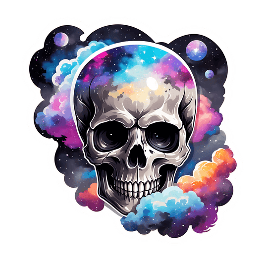 Galaxy Skull Sticker - Cosmic UV Art - Heat Press Transfer