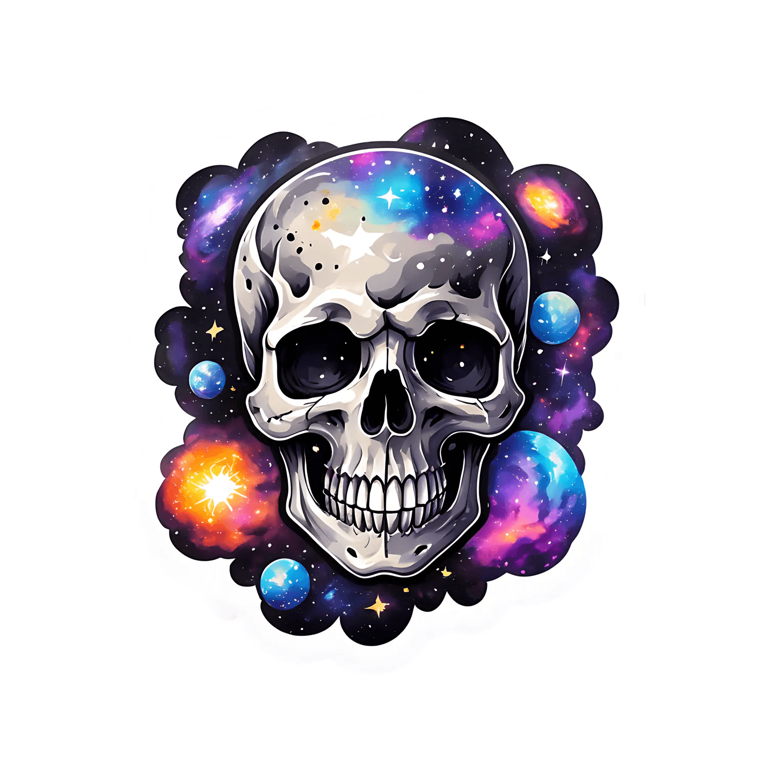 Galaxy Skull Sticker - Cosmic UV Decal - Heat Press Transfer