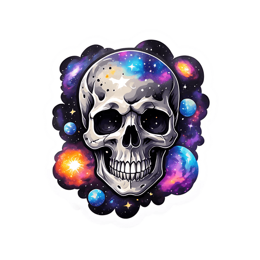 Galaxy Skull Sticker - Cosmic UV Decal - Heat Press Transfer