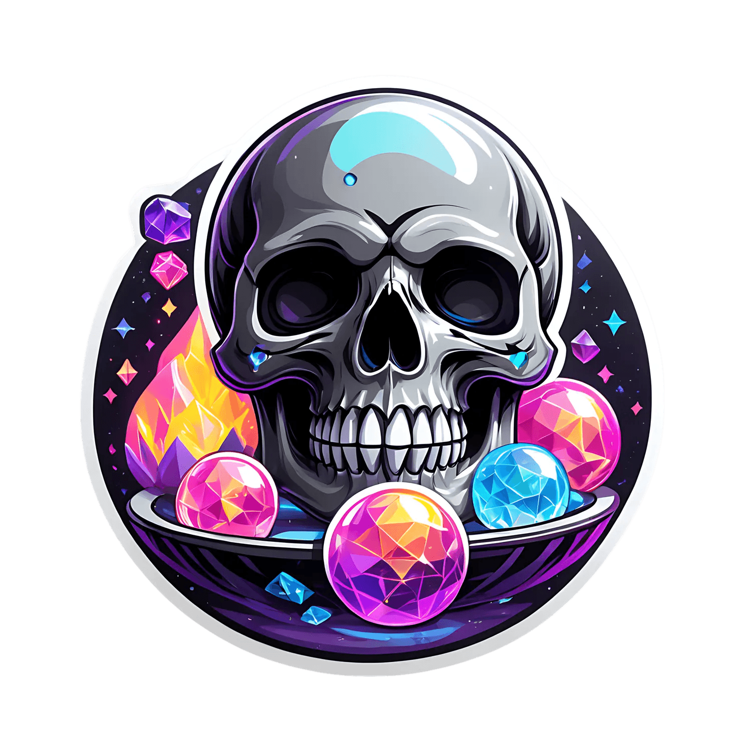 Gemstone Skull - UV DTF Sticker - Heat Press Transfer