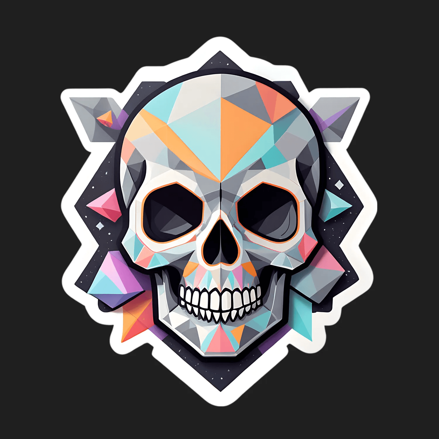 Geometric Skull - UV DTF Sticker - Heat Press Transfer