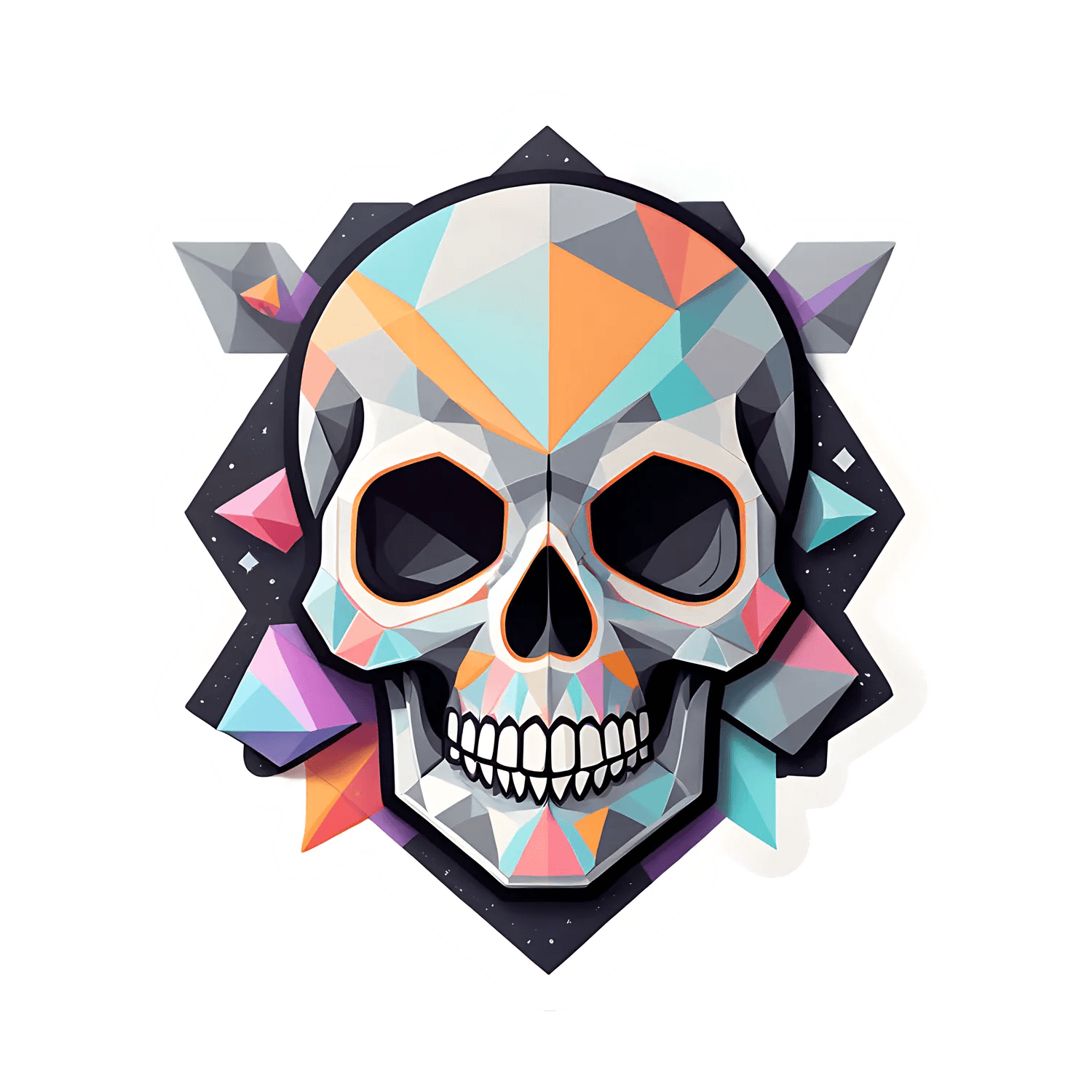 Geometric Skull - UV DTF Sticker - Heat Press Transfer