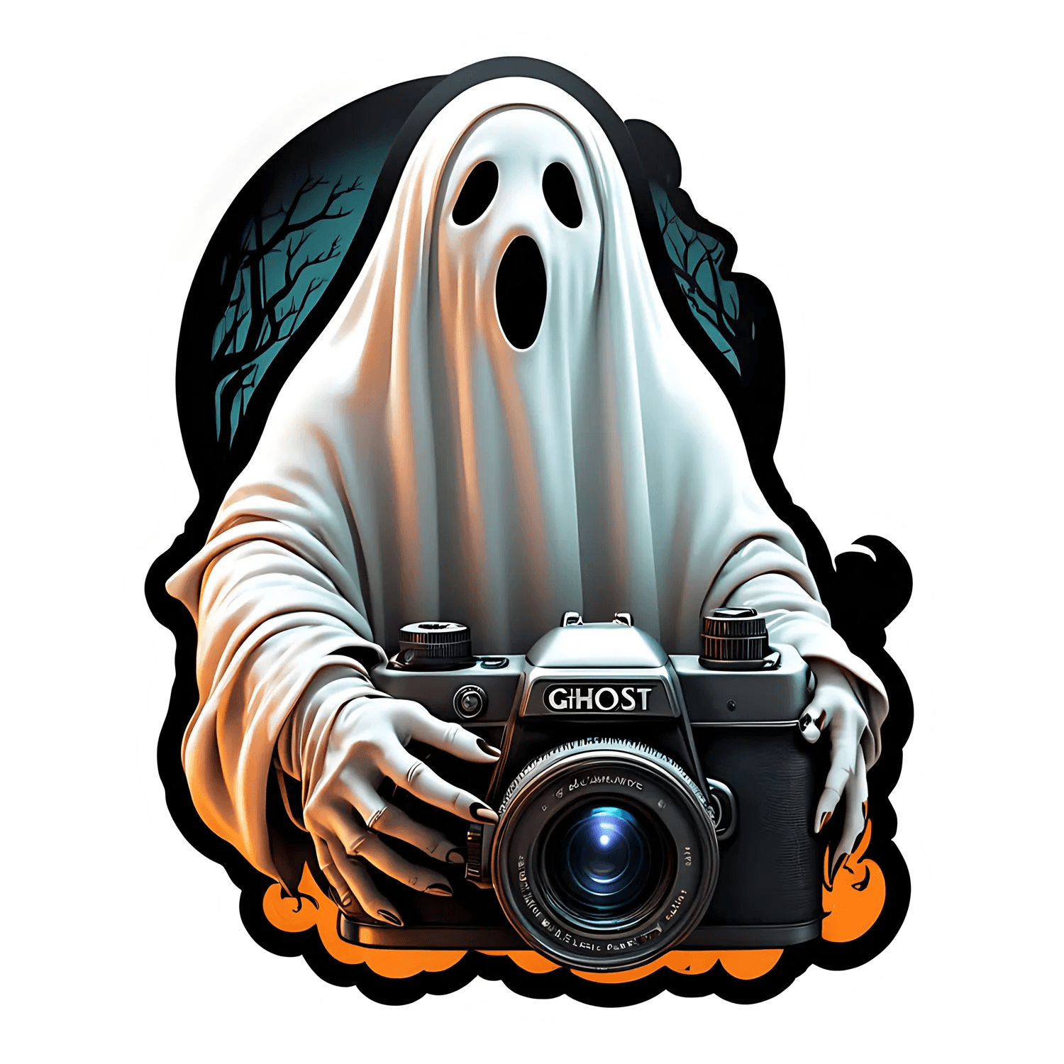 Ghost Camera - Halloween Sticker - Heat Press Transfer