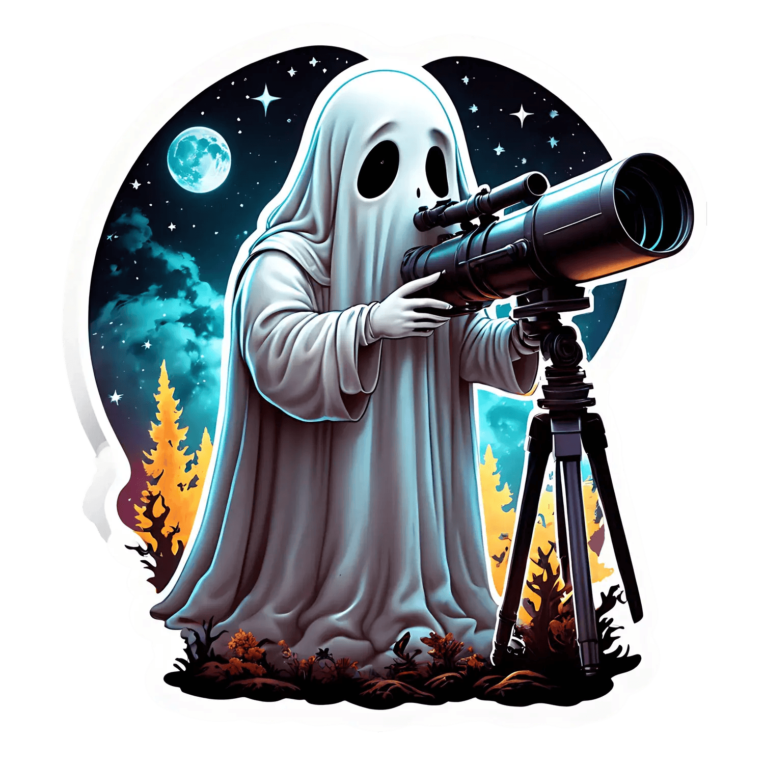 Ghostly Observer - Night Sky Sticker - Heat Press Transfer