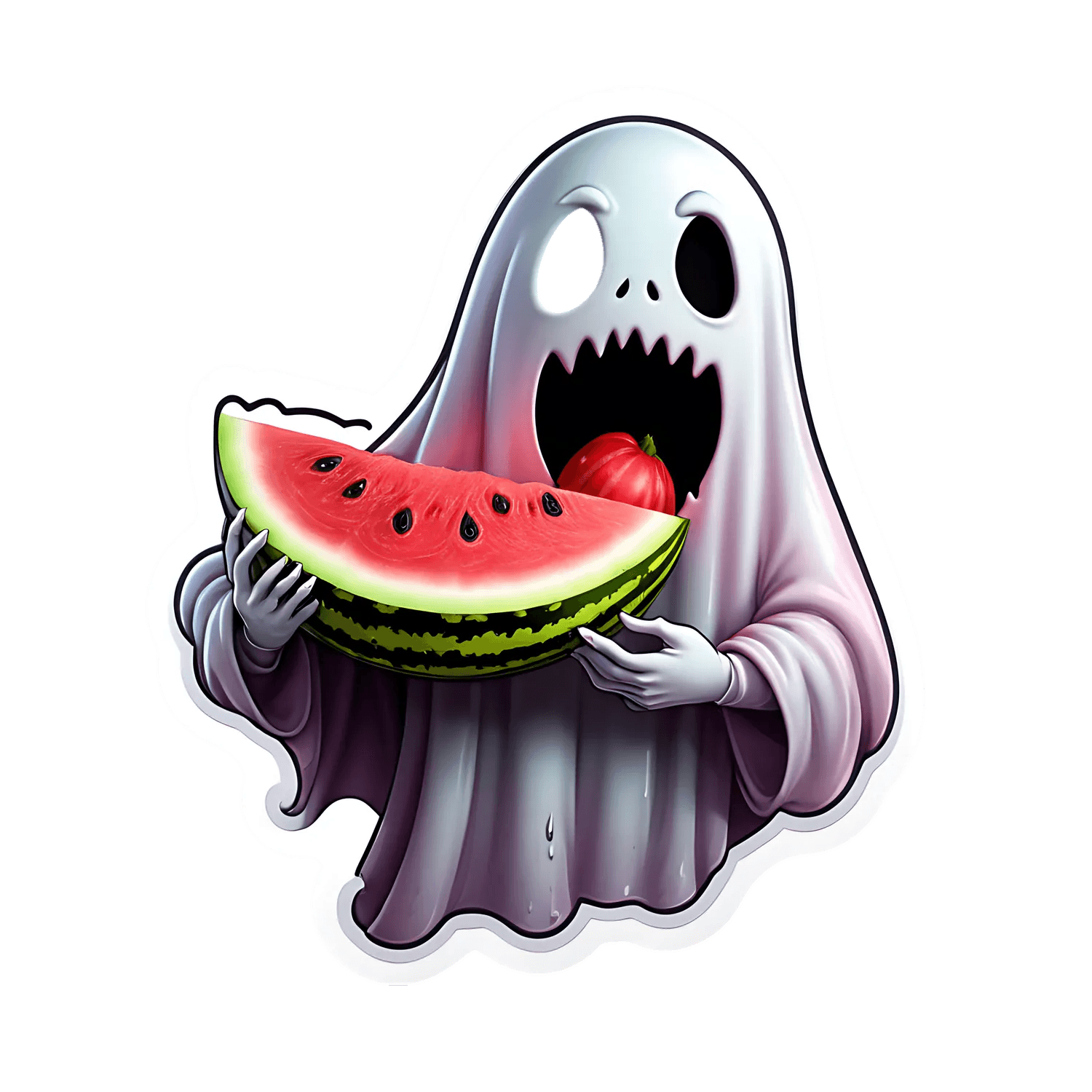 Ghostly Watermelon Sticker - UV DTF - Heat Press Transfer