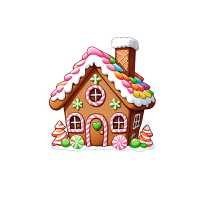 Gingerbread House - Christmas Sticker - Heat Press Transfer