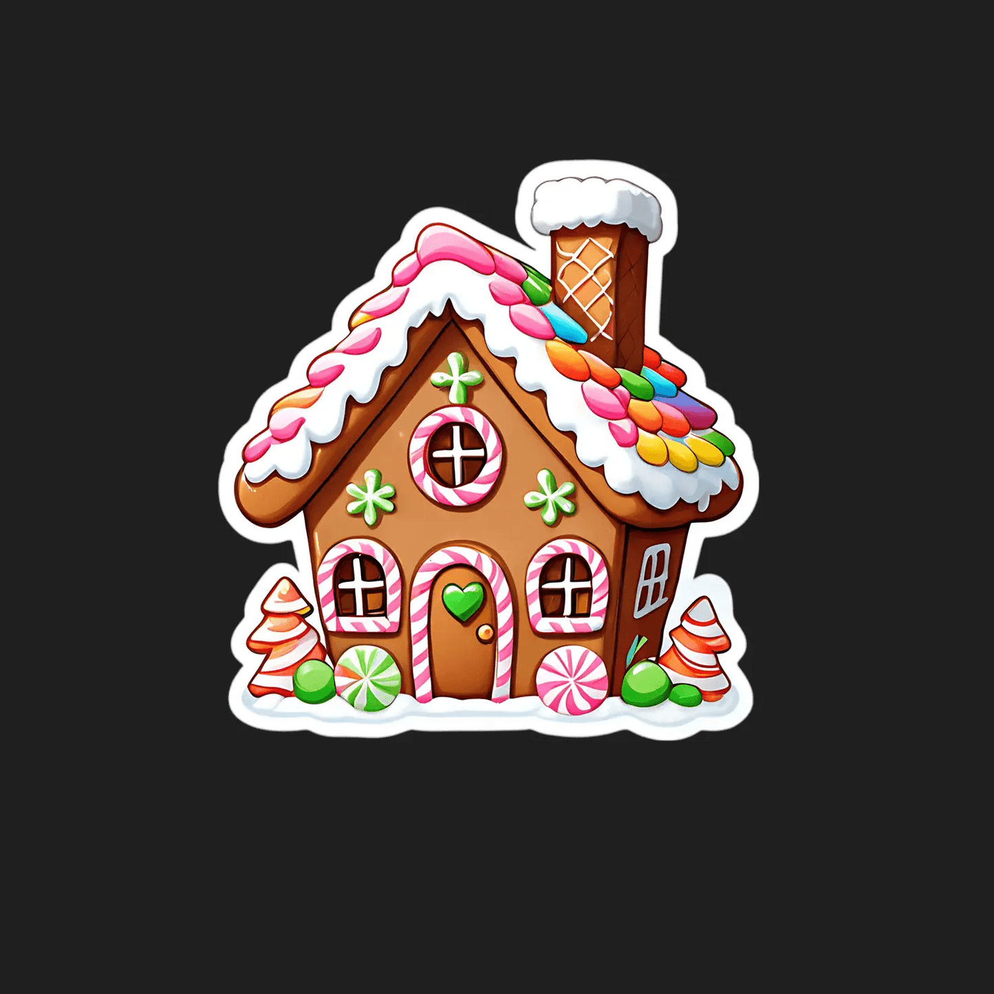 Gingerbread House - Christmas Sticker - Heat Press Transfer
