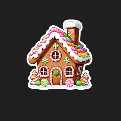 Gingerbread House - Christmas Sticker - Heat Press Transfer