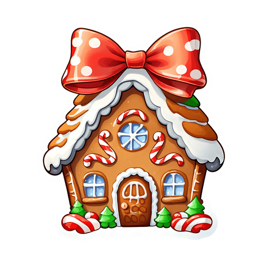 Gingerbread House Sticker - Festive UV DTF - Heat Press Transfer