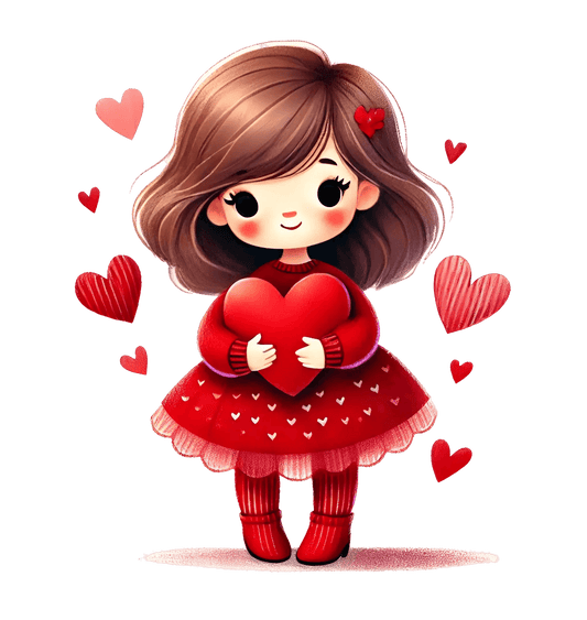 Girl Holding A Big Heart Design | DTF Center - Heat Press Transfer