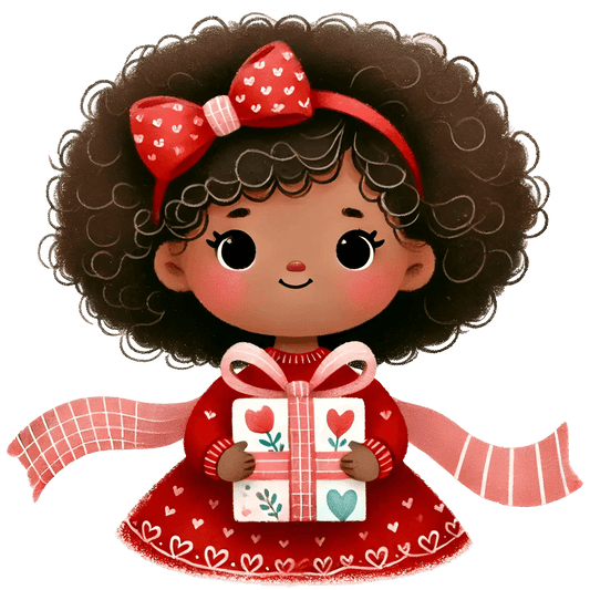 Girl Holding A Present Design | DTF Center - Heat Press Transfer