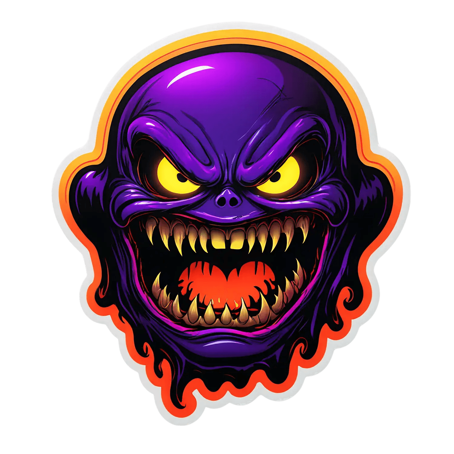 Glowing Evil Skull - UV DTF Sticker - Heat Press Transfer