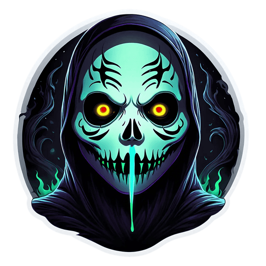 Glowing Skull Sticker - Eye-Catching UV Design - Heat Press Transfer