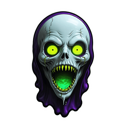 Glowing Skull Sticker - Frightening UV Design - Heat Press Transfer