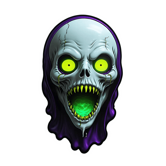 Glowing Skull Sticker - Frightening UV Design - Heat Press Transfer
