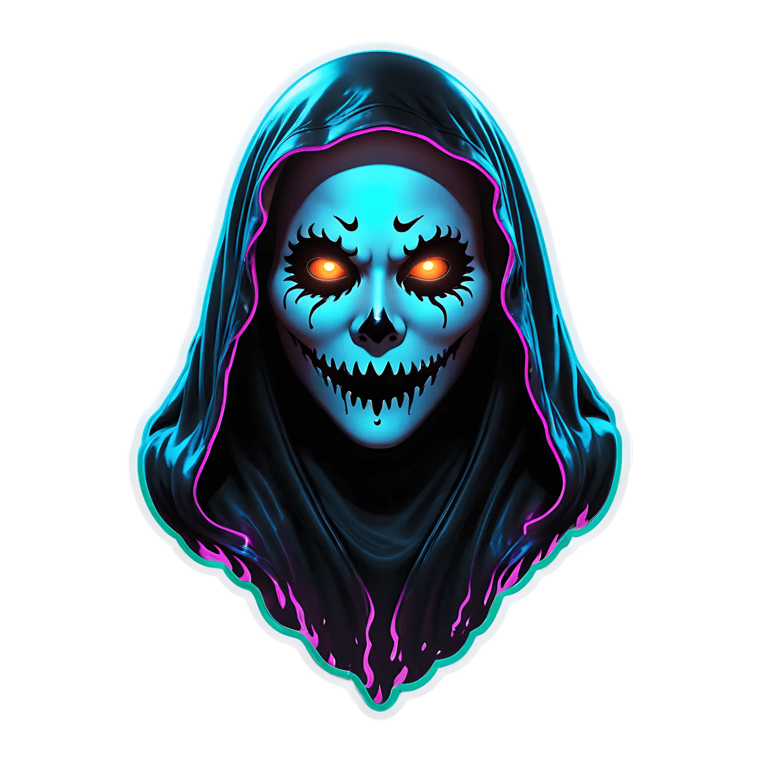 Glowing Skull - UV Sticker - Heat Press Transfer