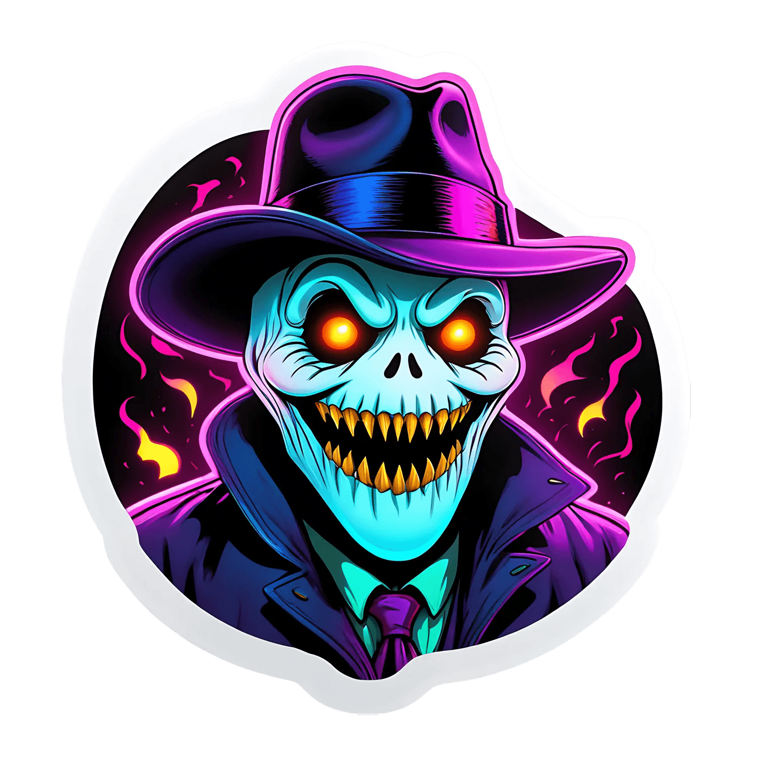 Glowing Skull Hat - Sticker - Heat Press Transfer