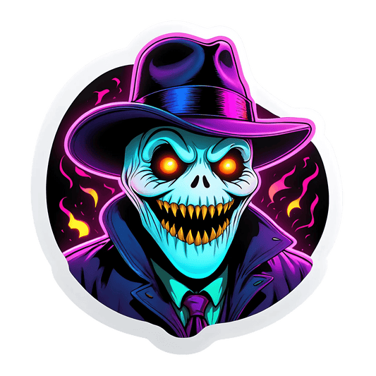 Glowing Skull Hat - Sticker - Heat Press Transfer