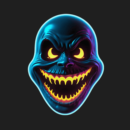 Glowing Skull Sticker - Fiery Eyes and Sharp Teeth - Heat Press Transfer