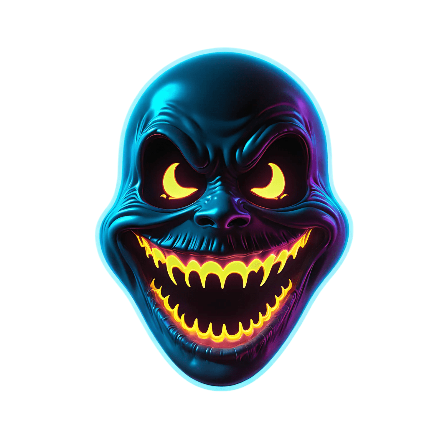 Glowing Skull Sticker - Fiery Eyes and Sharp Teeth - Heat Press Transfer