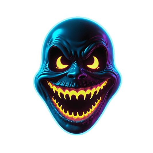 Glowing Skull Sticker - Fiery Eyes and Sharp Teeth - Heat Press Transfer