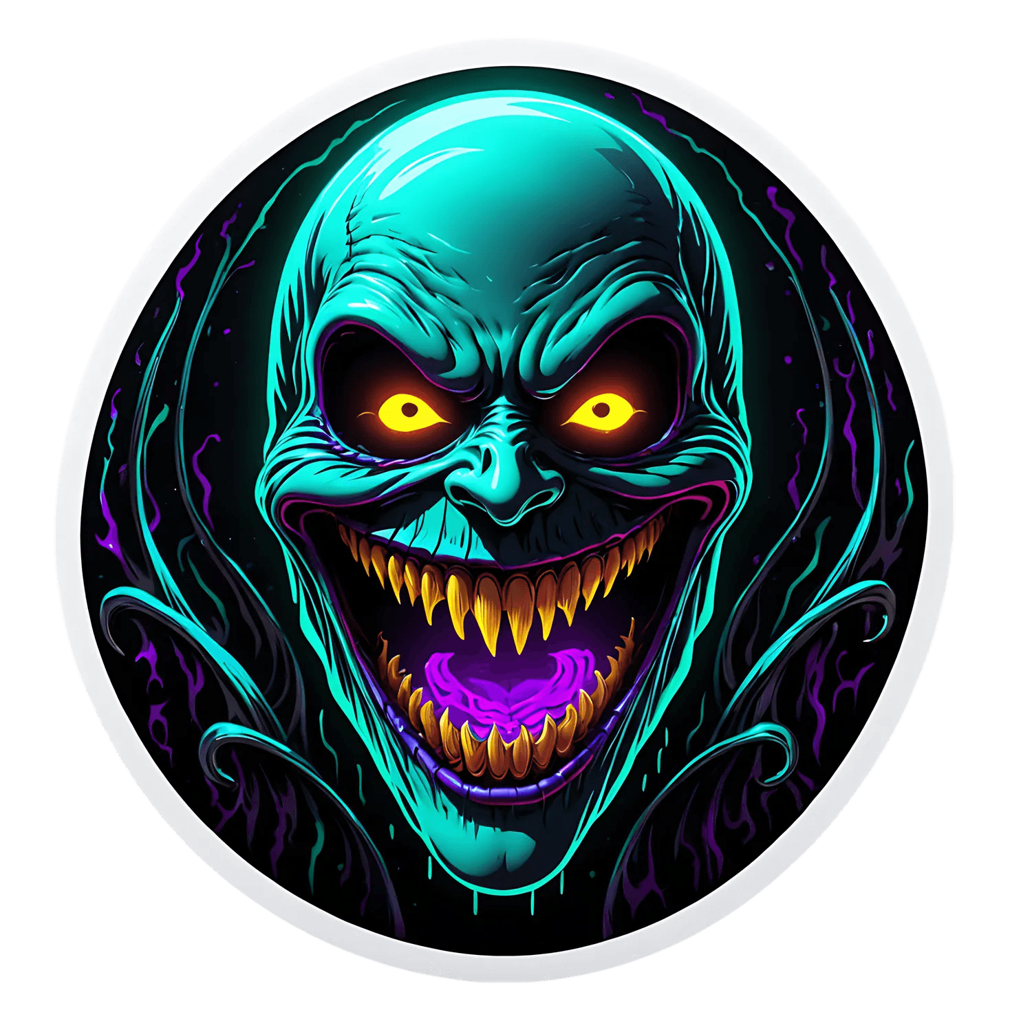 Glowing Skull Sticker - Intense Horror Theme - Heat Press Transfer
