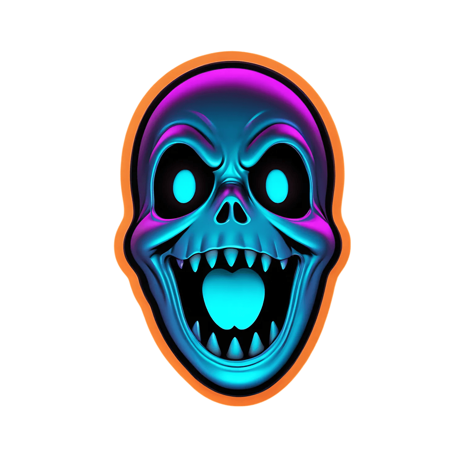 Glowing Skull Sticker - Neon Color Impact - Heat Press Transfer