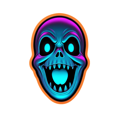 Glowing Skull Sticker - Neon Color Impact - Heat Press Transfer