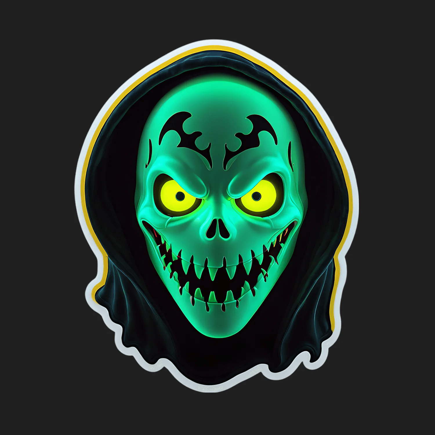 Glowing Skull Sticker - UV DTF - Heat Press Transfer