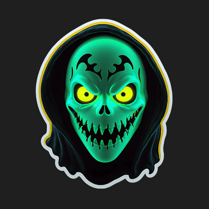 Glowing Skull Sticker - UV DTF - Heat Press Transfer