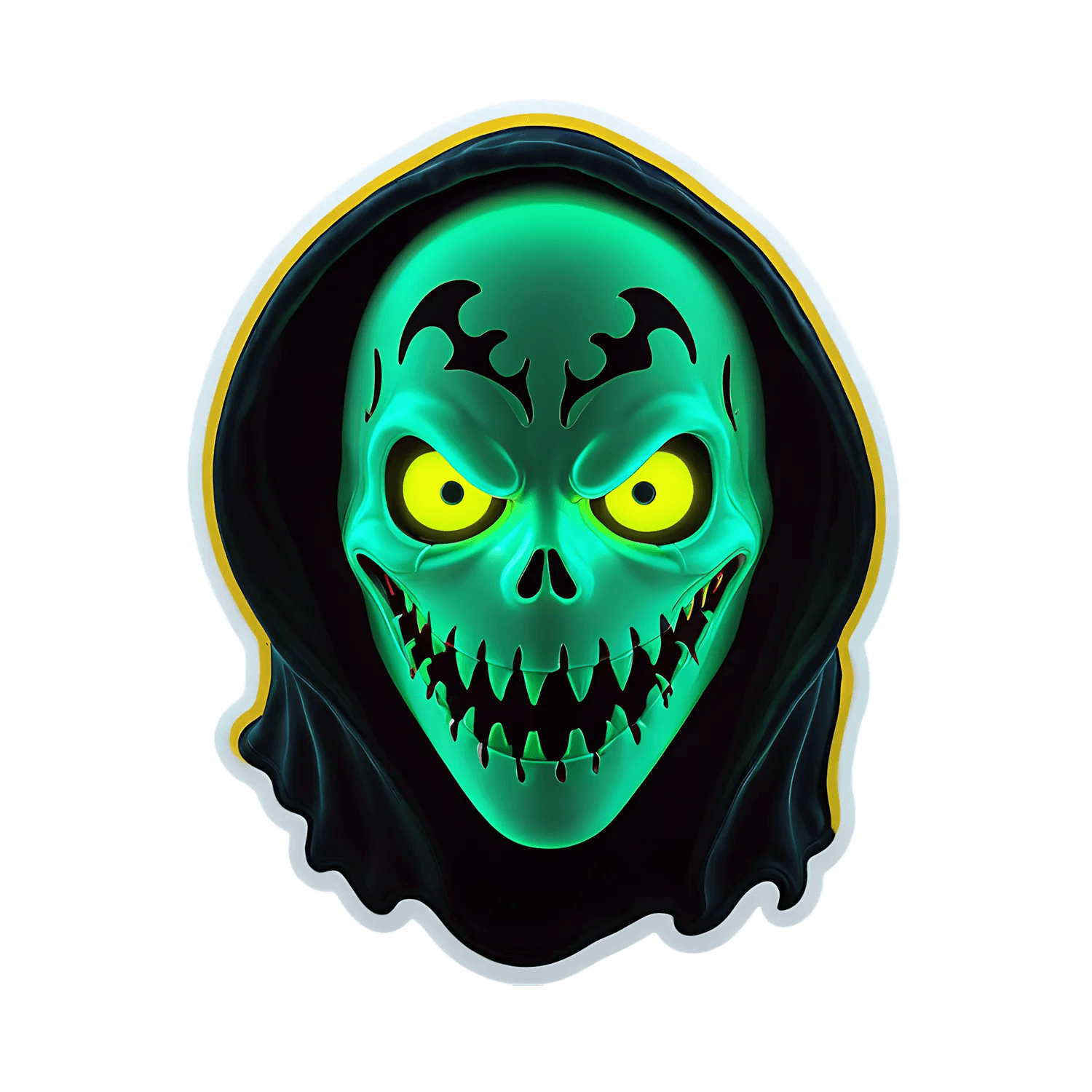 Glowing Skull Sticker - UV DTF - Heat Press Transfer
