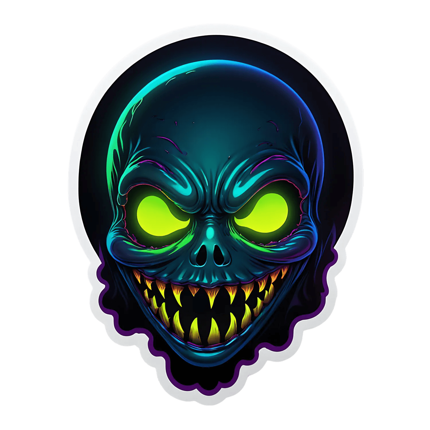Glowing Skull Sticker - Vibrant Halloween Decal - Heat Press Transfer
