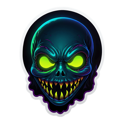 Glowing Skull Sticker - Vibrant Halloween Decal - Heat Press Transfer