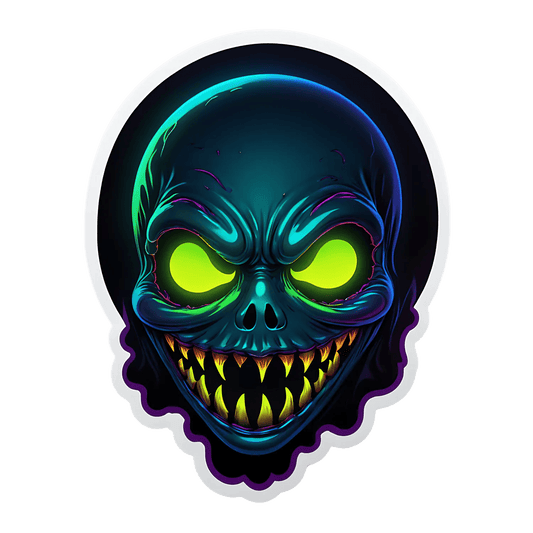 Glowing Skull Sticker - Vibrant Halloween Decal - Heat Press Transfer