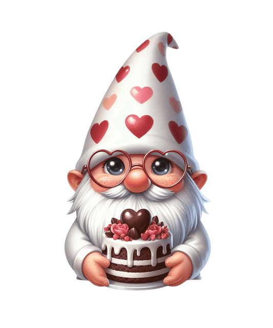 Gnome Cake For You Valentine's Day Design - DTF Ready To Press - Heat Press Transfer