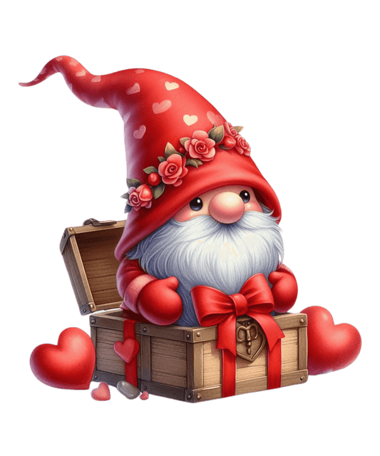 Gnome Gift Valentine's Day Design - DTF Ready To Press - Heat Press Transfer