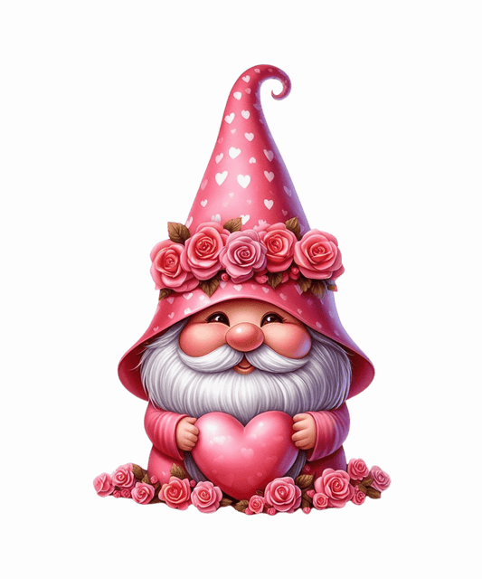 Gnome Heart Valentine's Day Design - DTF Ready To Press - Heat Press Transfer