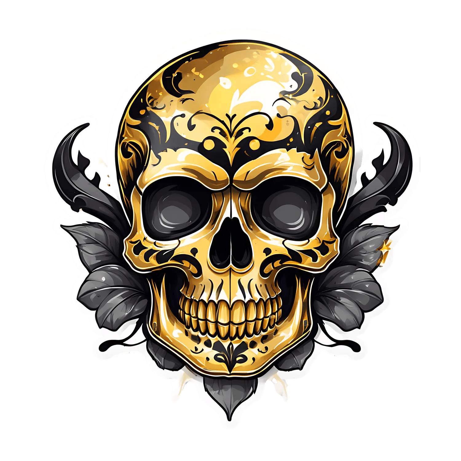 Gold Skull Wings - Sticker - Heat Press Transfer