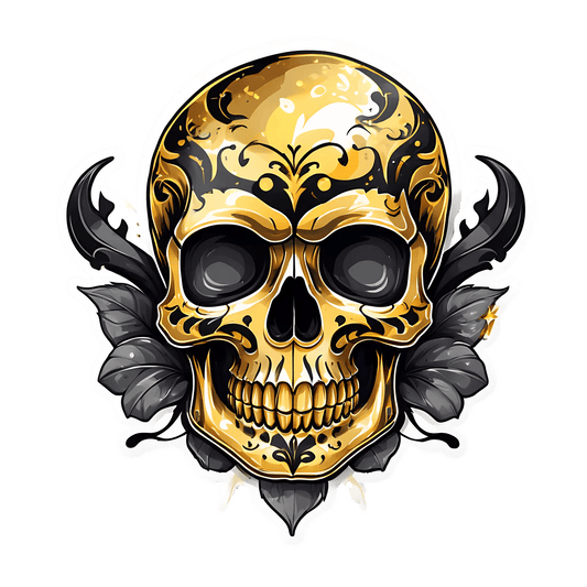Gold Skull Wings - Sticker - Heat Press Transfer