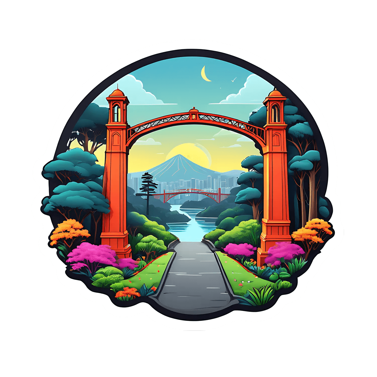 Golden Gate Bridge Sticker - Vibrant Scenic Decor - Heat Press Transfer