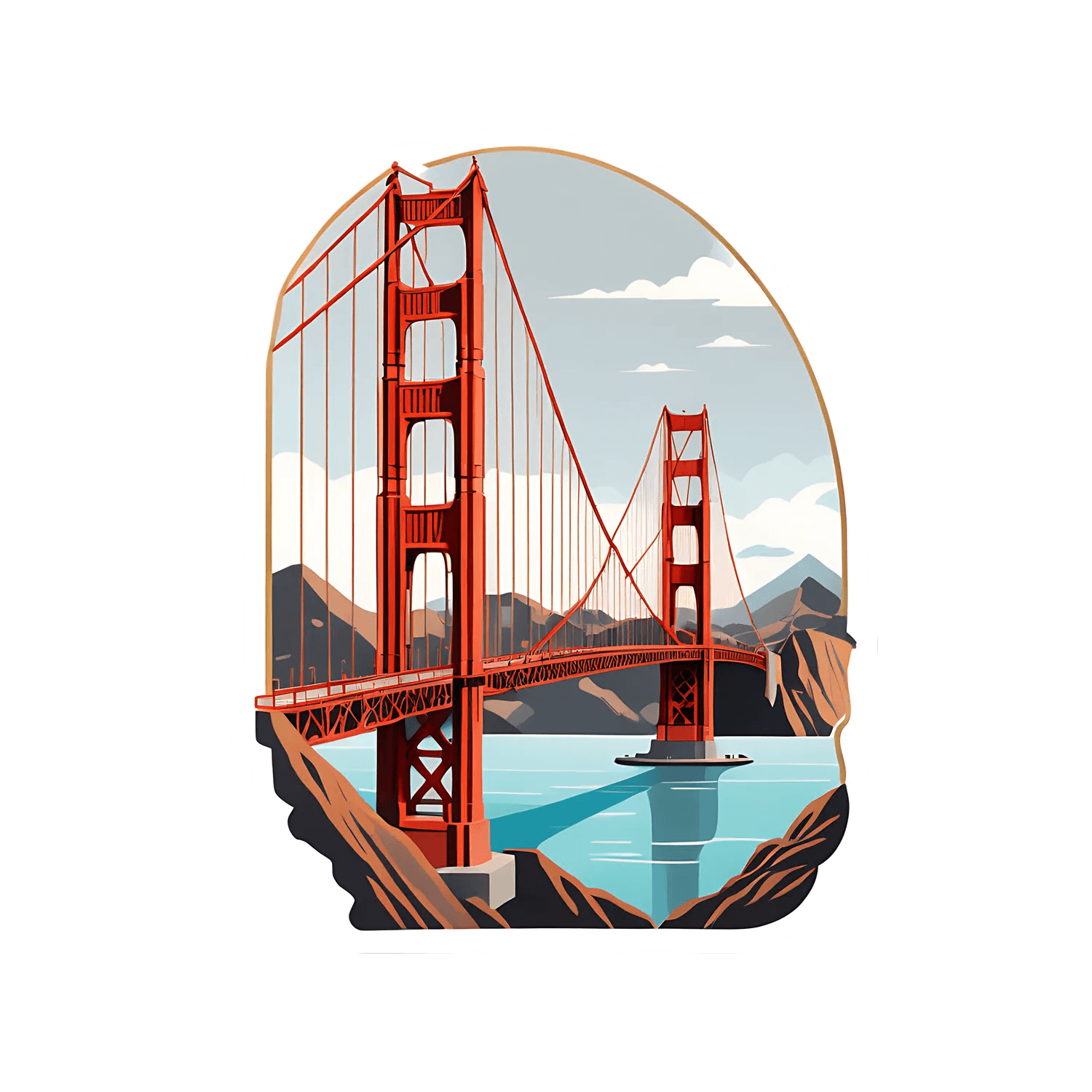 Golden Gate Bridge Sticker - Vibrant UV Design - Heat Press Transfer