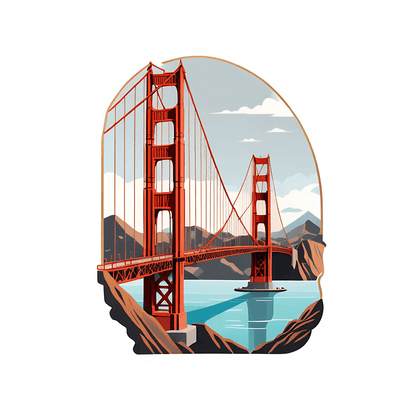 Golden Gate Bridge Sticker - Vibrant UV Design - Heat Press Transfer