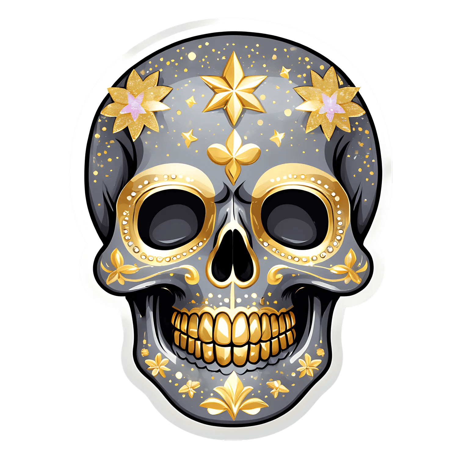 Golden Skull Art - Sticker - Heat Press Transfer