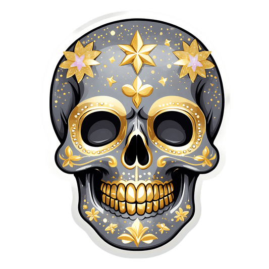 Golden Skull Art - Sticker - Heat Press Transfer